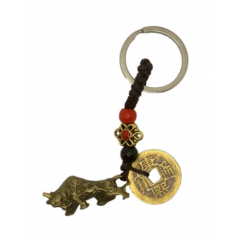 Ox Zodiac Wood Keyring